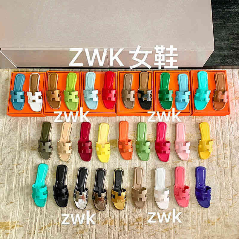 

Luxury Slipper Sandals Oran Herme Original slides flip flop new H letter classic leather outer wearing beach flat bottom casual fashion versatile, The aqua