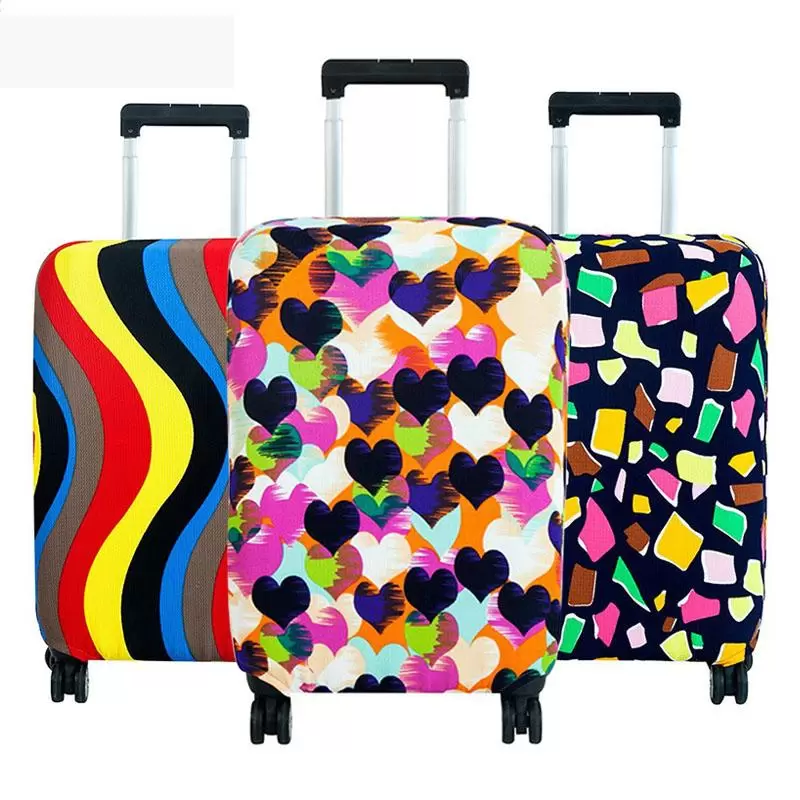 

Toiletry Kits Fashion Suitcase Cover High Elastic Geometry Love Heart Shaped Luggage Case Dust 18-32Inch Essential Accessories