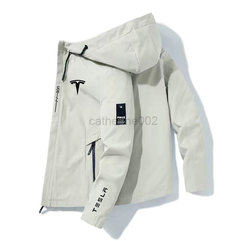 

Tesla electric car 2022 latest super car men's spring and autumn zipper casual hooded bomber jacket fashion windbreaker G220727, Black-b-1