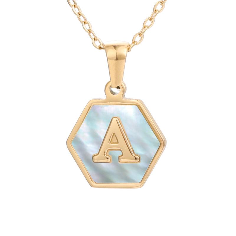 

Pendant Necklaces 30pcs/lot Titanium Stainless Steel Gold Color Geometric Shell Initial Letter Chain Necklace For Women Jewelry WholesalePen