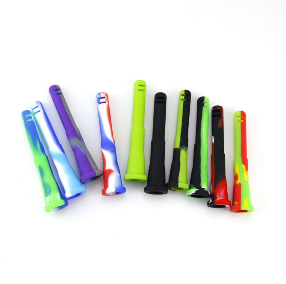 

4 inches Silicone Downstem Unbreakable Smoking Accessory 14mm Female 18mm Male Air Cut Smoking Dropdown For Oil Rigs silicone bong