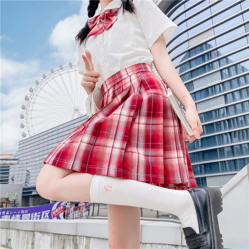 

Clothing Sets Korean School Girl Uniform Pleated Skirts Seifuku Japanese Shirt Bow Tie Skirt Plaid Sexy JK Uniforms WomanClothing, Only white shirt