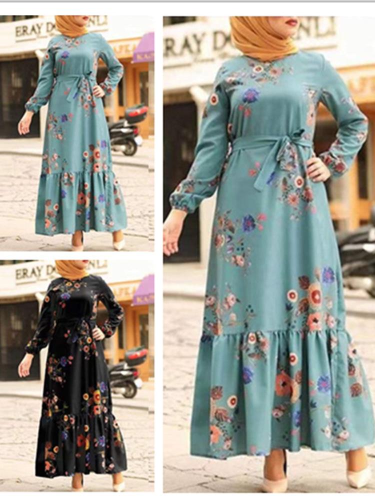 

Ethnic Clothing Turkey Muslim Women Dress Morocco Caftan Party 2022 Woman Long Sleeve Abaya Print Robe Dubai Women's Jalabiya Gown RobeE