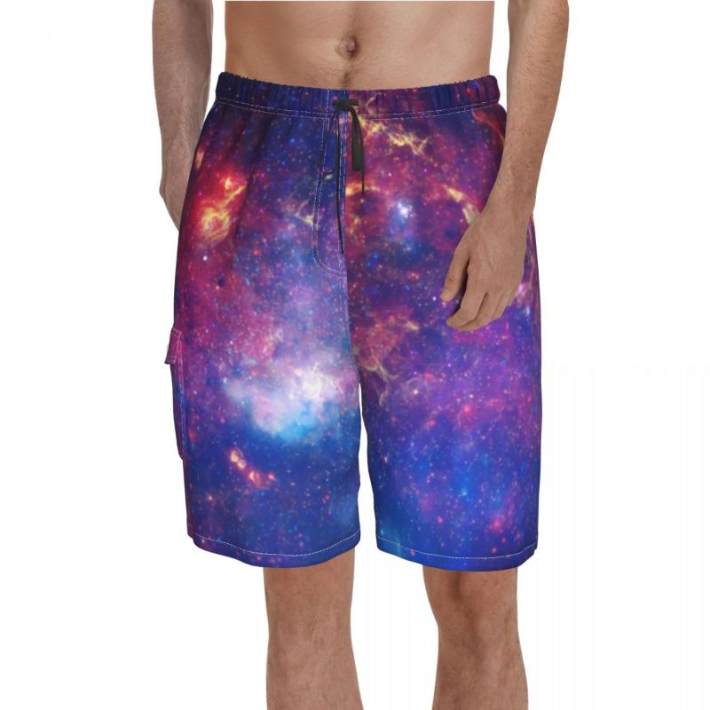 

Men' Shorts Colorful Night Sky Board Trenky Milky Way Galaxy Customs Beach Short Pants Males Drawstring Pattern Swim Trunks Plus Size, 17