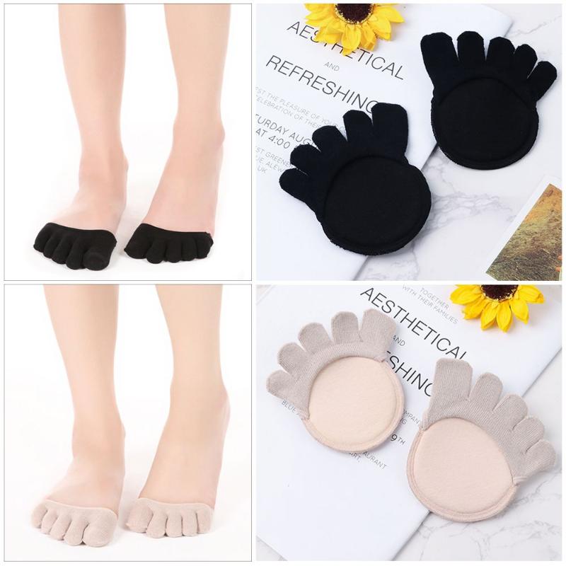 

Socks & Hosiery Pair Dispensing Five Fingers Half Of Cotton Absorbent Sweat Before The Palm Full Toe High Heels SiliconeSocks, Black