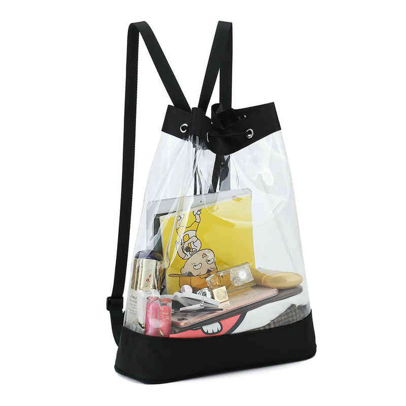 

Clear Drawstring See Through Backpack Available for Custom 220512, Black