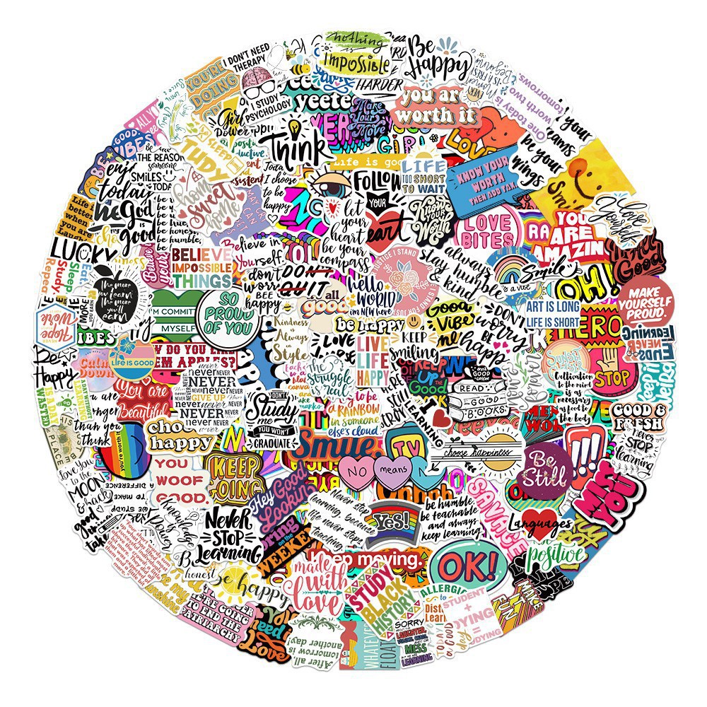 

200PCS/Set Skateboard Stickers inspirational quotes For Car Laptop iPad Bicycle Motorcycle Helmet Guitar PS4 Phone fridge Decals PVC water bottle Sticker, Multi colors