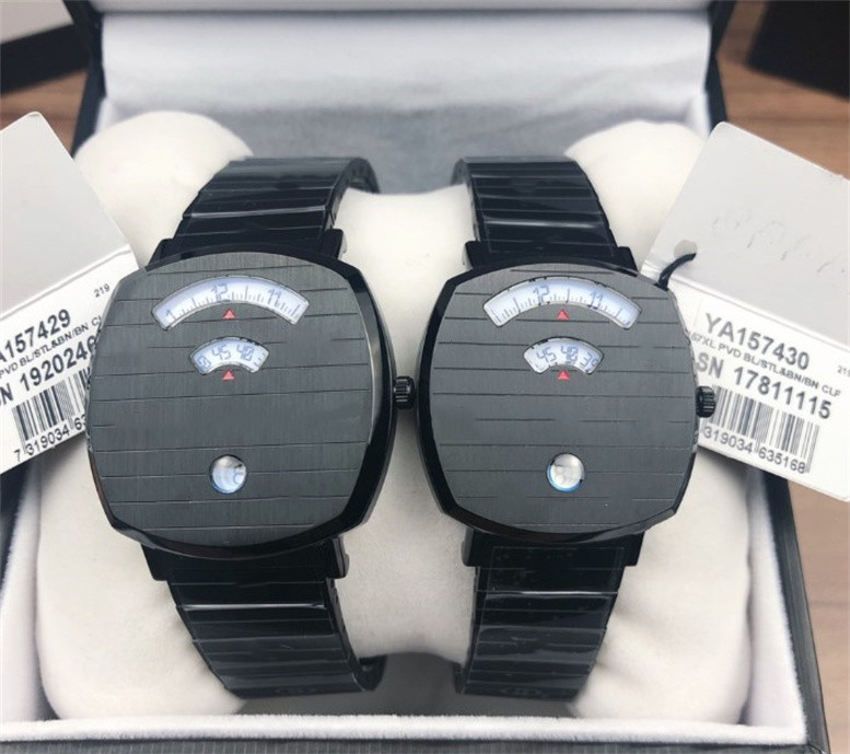 

2022 Fashion Watches for Mens Womens Vintage Design Quartz Watch Curved Square Stainless Steel Case Water Resistant Wristwatch 38mm/35mm, Black