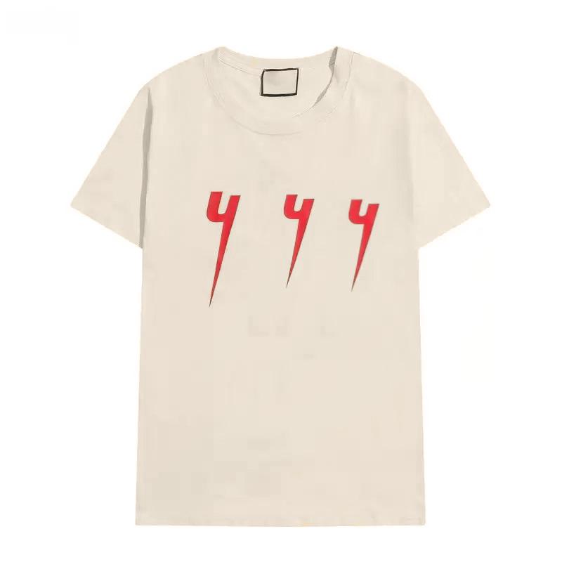 

2022 men' and women' T-shirt lightning letters pure cotton spring and summer trend printing loose short-sleeved couple tops, Beige