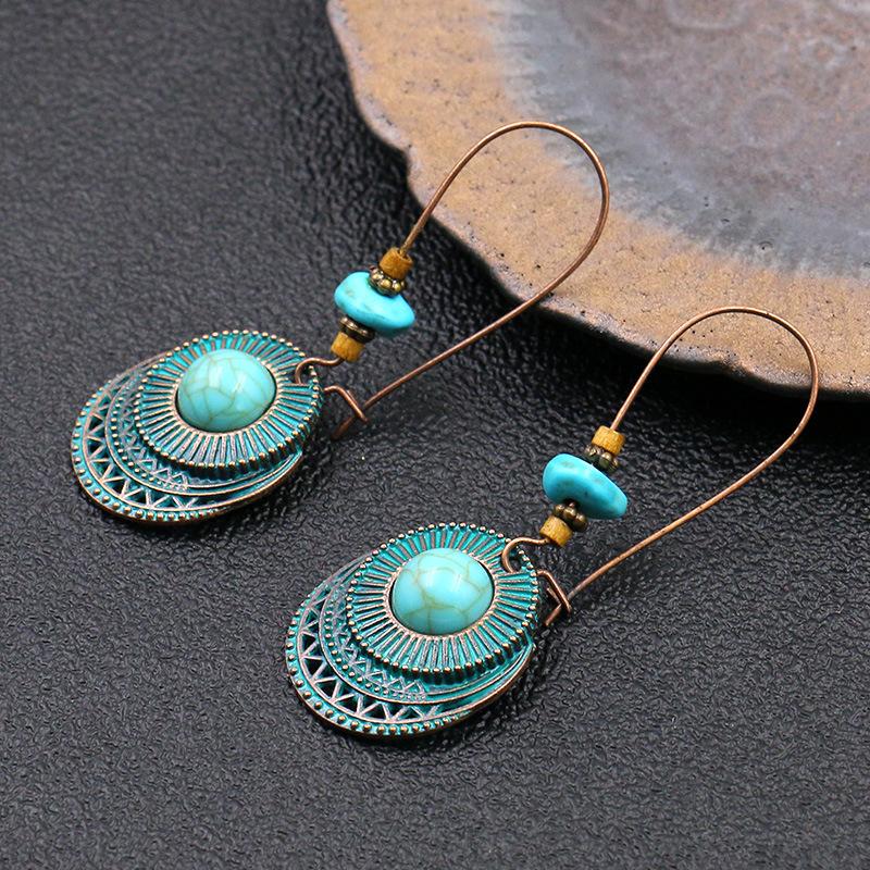 

Dangle & Chandelier Jhumka Vintage Bronze Round Earrings Thailand Ethnic Blue Natural Stone Hanging For Women Gypsy JewelryDangle Chandelier
