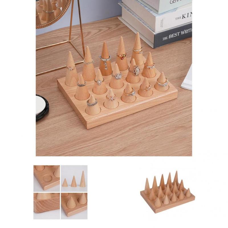 

Jewelry Pouches Bags Burr-free Useful Wood Ring Display Support Stand Natural Color Holder Nordic Style For BedroomJewelry
