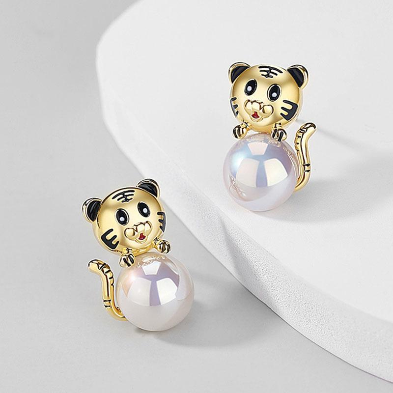 

Dangle & Chandelier Fashion Trend Cute Tiger Pearl Earrings Ladies Little Party Banquet Accessories