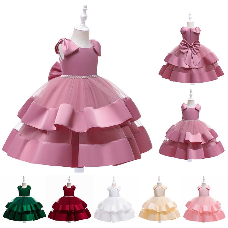 

Girl's Dresses 6 Colors Princess Kid Girls Party Dress Outfit 3-8Y Solid Color Ruffles Sleeveless Lace Mesh Big Bowknot Tutu SundressGirl's, Green