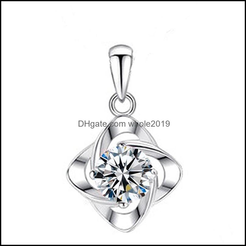 

Pendant Necklaces 925 Sier Woman Fashion Jewelry High Quality Crystal Zircon Flower Clover Necklace Drop D Bdehome Dhtoe
