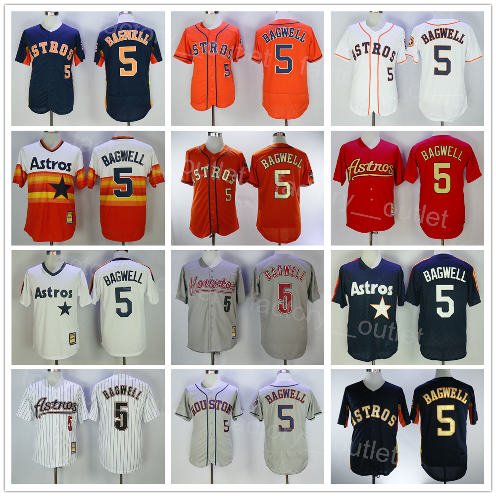 Men Baseball Retro 1980 2006 Throwback 5 Jeff Bagwell Jersey Vintage Flexbase All Stitched Retire Cool Base Pullover Navy Blue White Grey Orange Bei