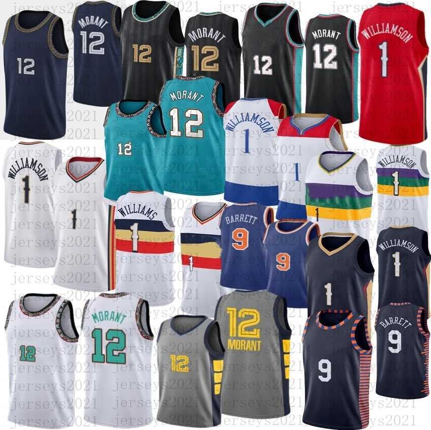 

New Ja 12 Morant Jersey Zion 1 Williamson rj 9 Barrett Basketball Jerseys, As