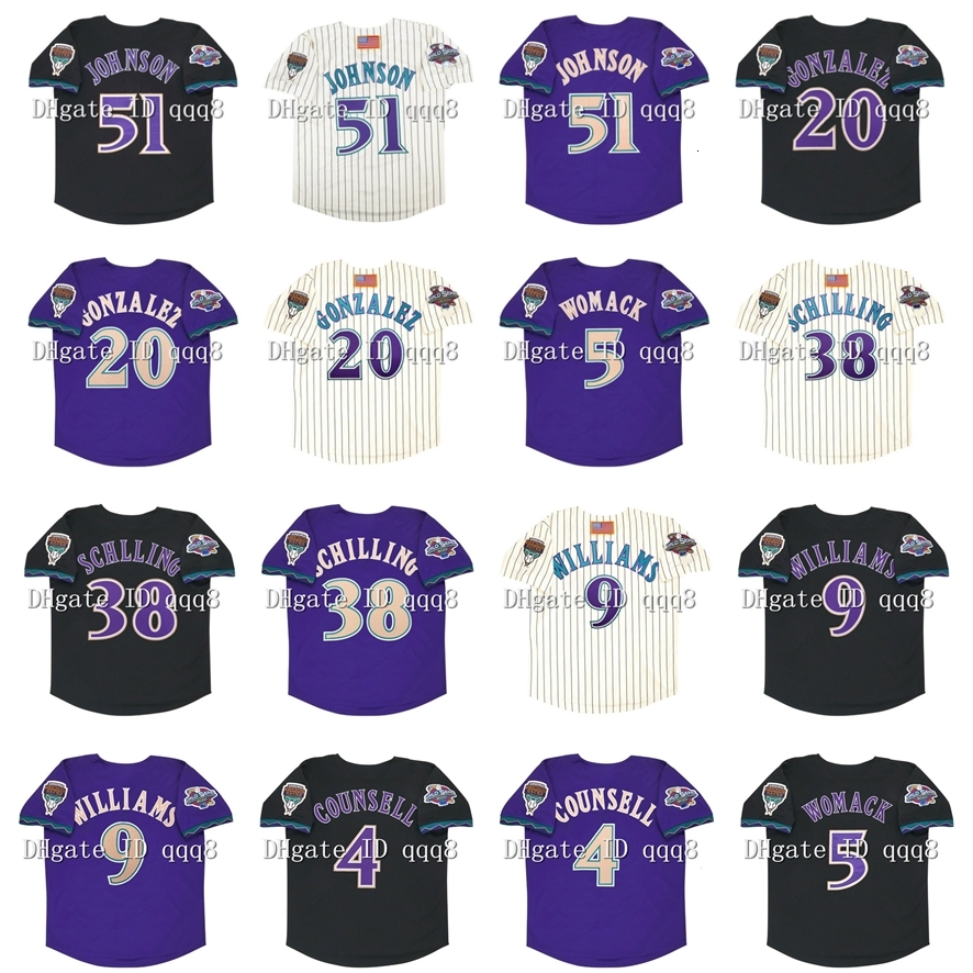 

Na85 Vintage 2001 Arizona Baseball Jersey 51 Randy Johnson 20 Luis Gonzalez 9 Matt Williams 4 Craig Counsell 38 Curt Schilling 5 Tony Womack, As pic