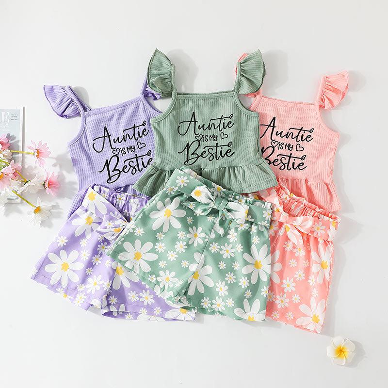 

Clothing Sets Summer Girls Baby Daisy Set European And American Letters Sleeveless Top Shorts Two-piece SetsClothing