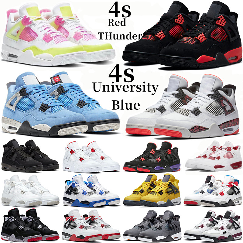 

2022 4 Basketball Shoes For Men Women 4S Military Black Cat Sail Red Thunder White Oreo, Box