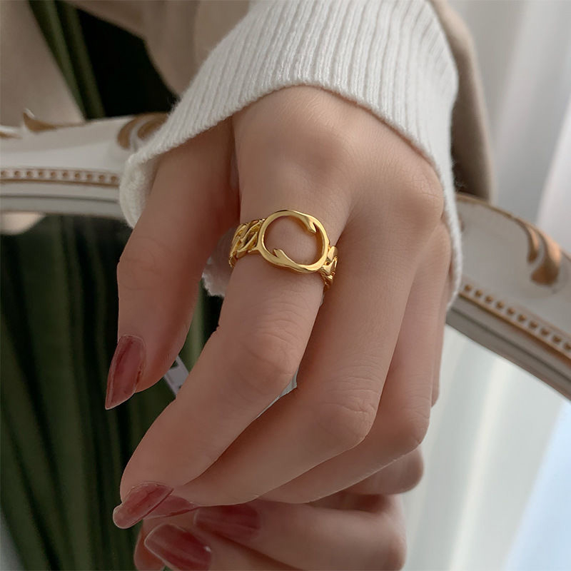 

Designer Ring Luxury Opening Adjustable Hollow Letter Ring Gold Elegant Simple Rings Jewelry Women