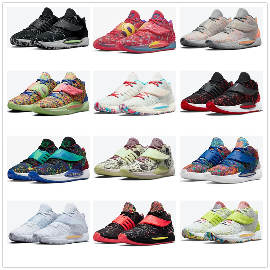 Boys KD 14 Ron English kids shoes for sale DO6903-600 mens womens basketball shoes Hiking Footwear Durant size36-46