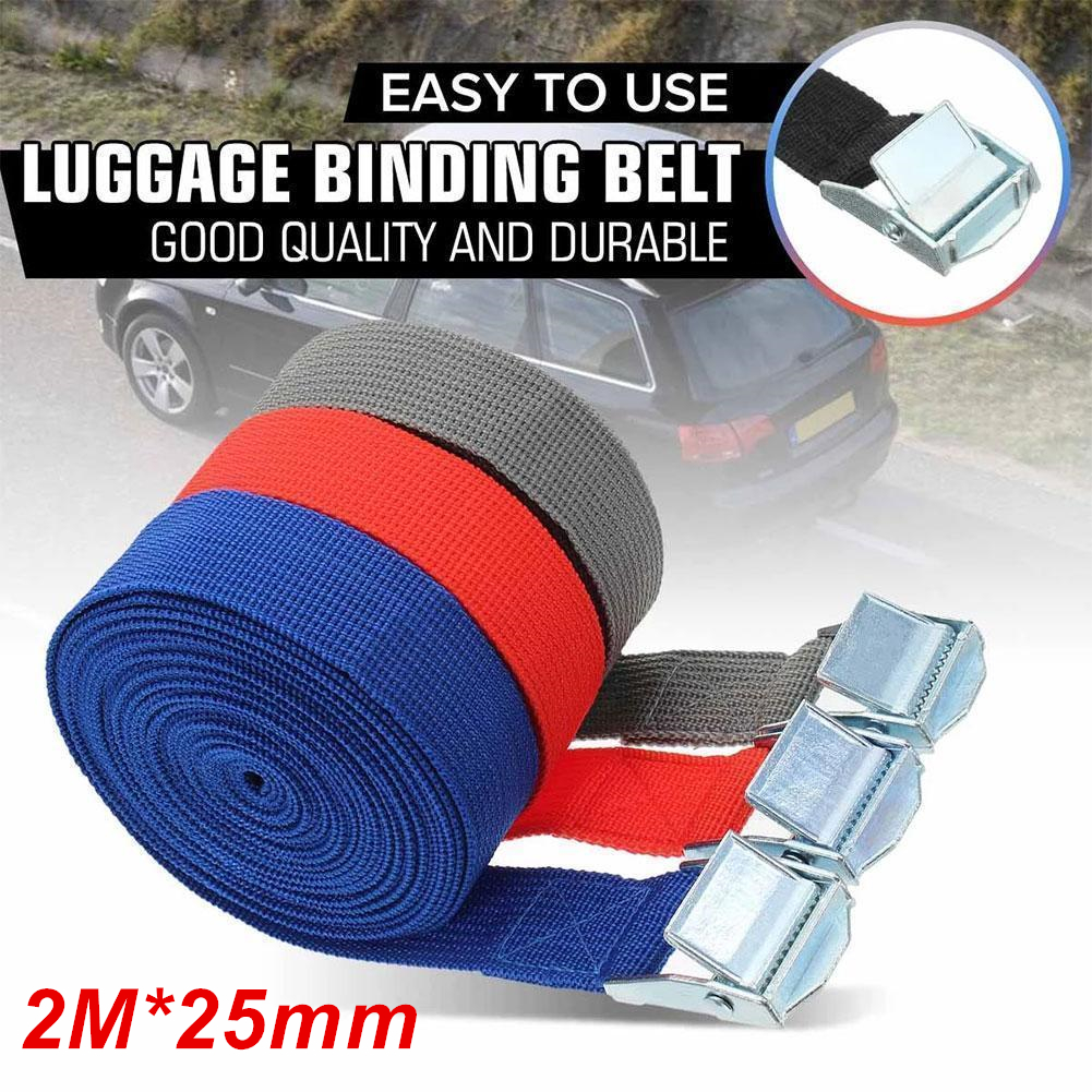 

2M Buckle Tie-Down Belt Cargo Straps With Metal Buckle Tow Rope Strong Ratchet Belt For Luggage Bag Motorcycle Car Accessories