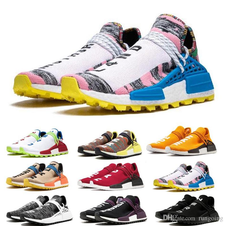 

Hu PW NMD Sun Glow Multi-Color Solar Pack Mother Orange Red Yellow Men Sports Shoes Pharell Williams Women Sneakers 36-45 GH684F256F, Color 11