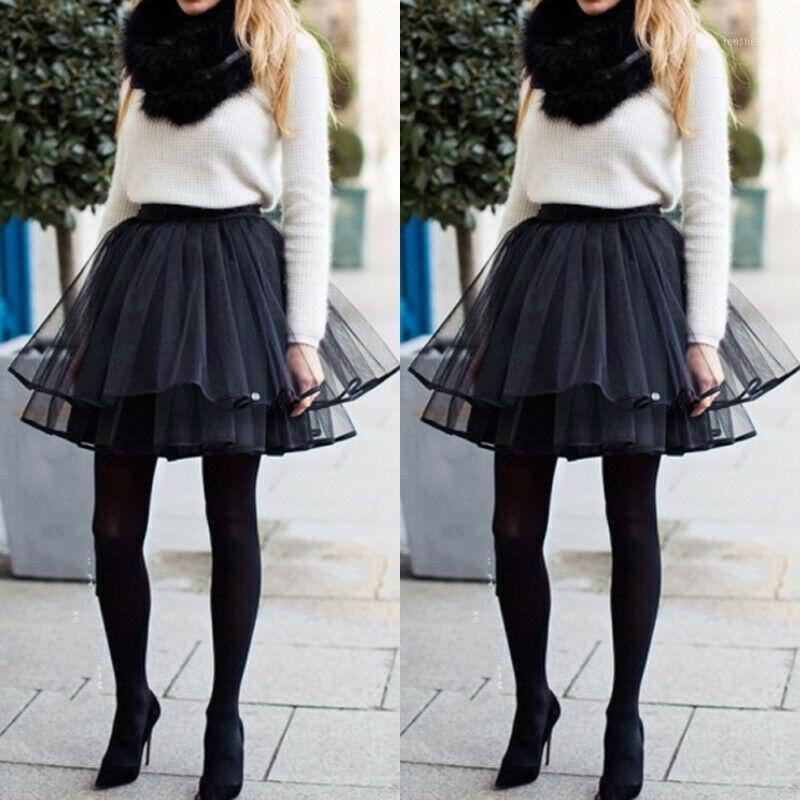 

Skirts Fashion Women Tulle Skirt Tutu Wedding Bridal Bridesmaid Overskirt Petticoat Lolita Saia 2022, As pic