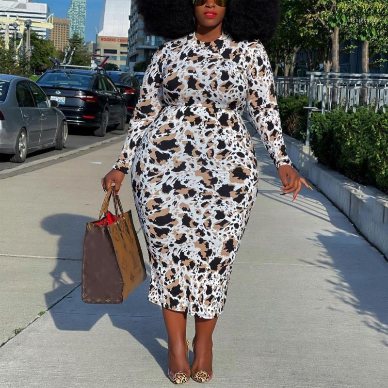 

Casual Dresses 2022 Autumn Winter Dress Leopard Printed Bodycon High Waisted Full Sleeve Elegant Evening Night Party Vestidos Mujer, African dress
