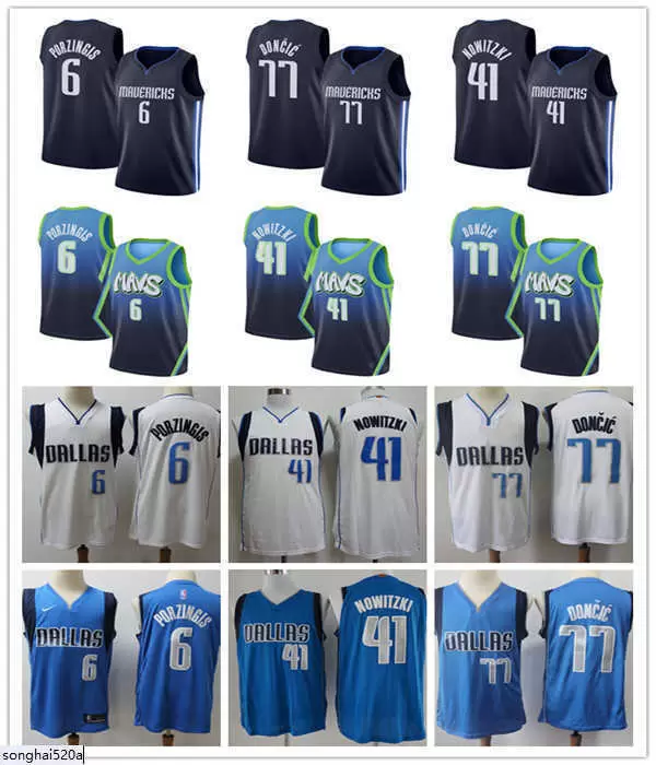 

Men Dallas'Mavericks'Basketball jersey Kristaps 6 Porzingis Dirk 77 Luka Nowitzki Doncic Retro jerseys''nba''Jerseys, White