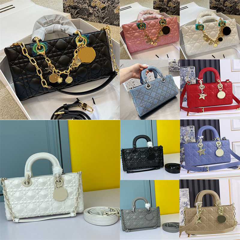 

Luxury Designer LADYs D-JOY BAG Cannage leather with Diamond Motif Handbag High Quality Brand purse Cross Body Fashion Rhombus Shiny Princess Bags Handbag, Light yellow