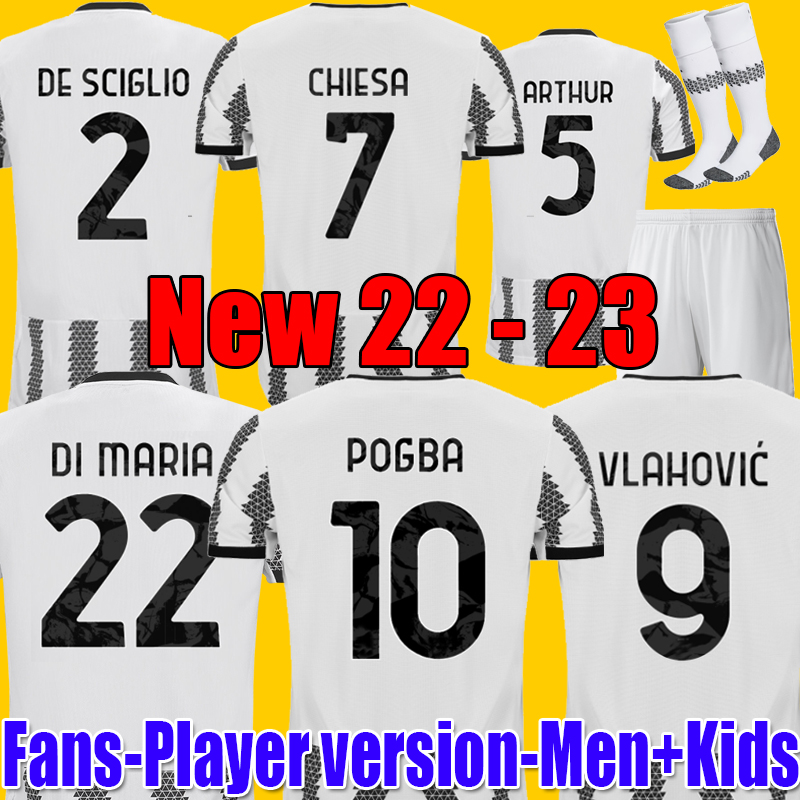 

POGBA VLAHOVIC CHIESA 22 23 juventus soccer jersey DI MARIA LOCATELLI MORATA football shirt DE LIGT KEAN Camiseta futbol 22 23 maillot foot, 21 22 3rd kids