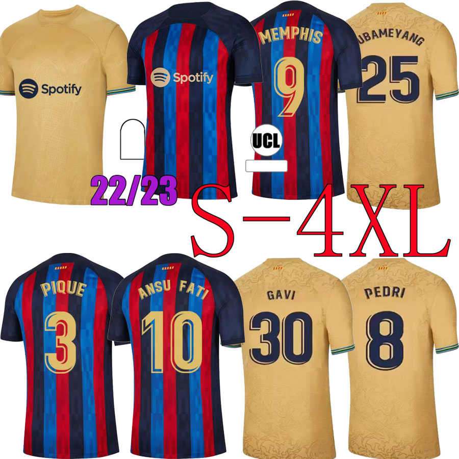 

22 23 S-4XL home PEDRI soccer jersey ADAMA GAVI camiseta de futbol R. ARAUJO 2022 2023 Barcelona FC ANSU FATI MEMPHIS DEST football shirt men equipments, Blue