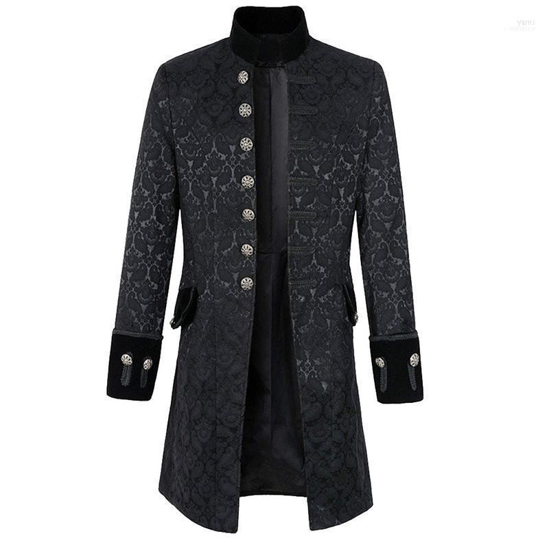 

Men's Jackets 2022 Steampunk Men Slim And Coats Long Stand Collar Jacket Veste Homme Tuxedo Fashion1, Black4