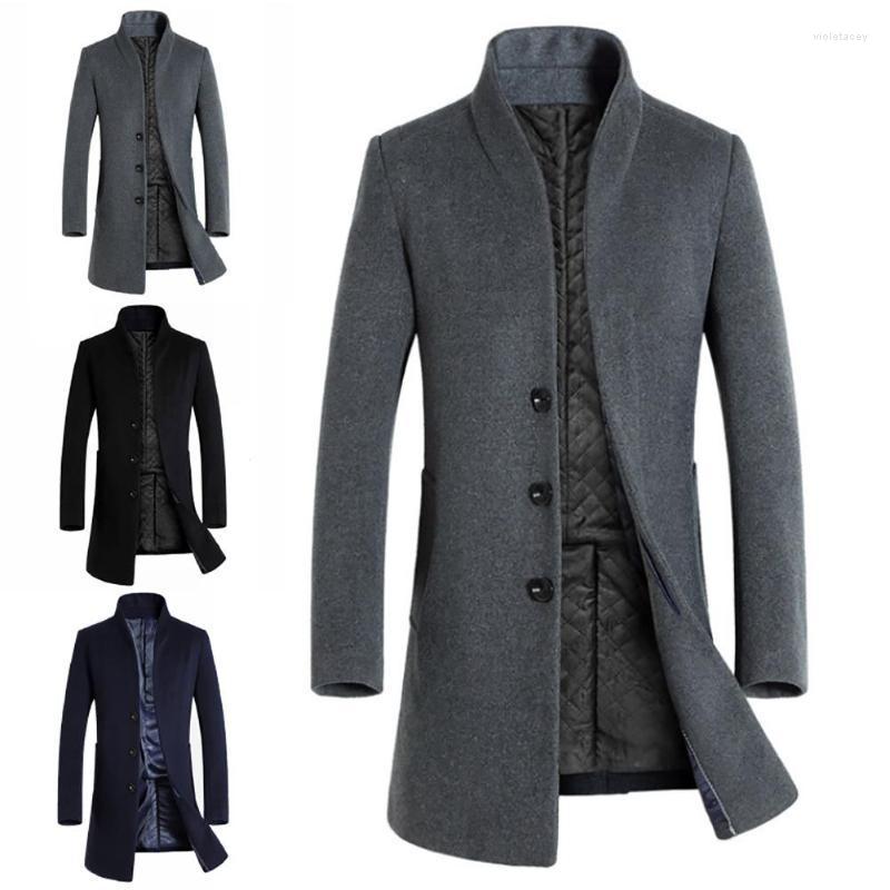 

Men's Wool & Blends 2022 Thickened Coat Jacket Winter Warm Solid Color Slim And Viol22