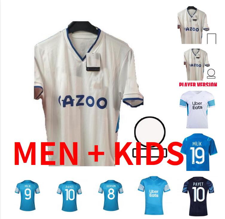 

21 22 23 Olympique De Marseilles PAYET THAUVIN soccer jerseys Home POLO LUIS HENRIQUE ALVARO 2022 2023 OM MILIK Under KONRAD maillot foot football shirts men kids kit