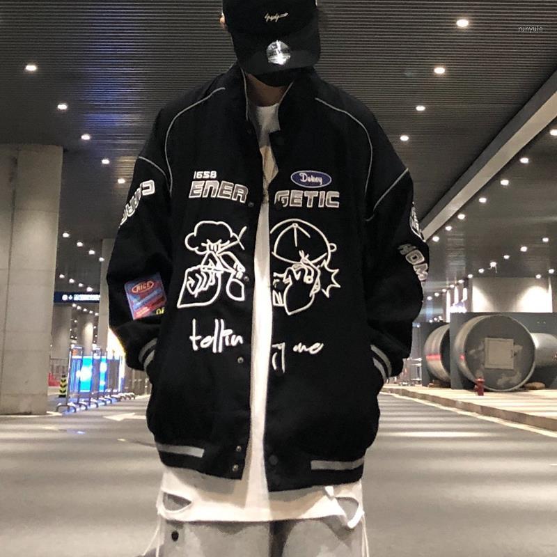Men's Jackets Men Jacket Spring Cool Baseball Uniform Western Preppy Style Stand-up Collar Coat Loose Motorcycle Pilot Trainer