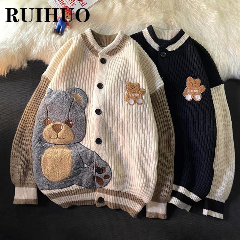 

Men's Sweaters RUIHUO Bear Cashmere Cardigan Men Winter Jacket Vintage Sweater 2XL 2022 Autumn Arrivals Mari22, Khaki