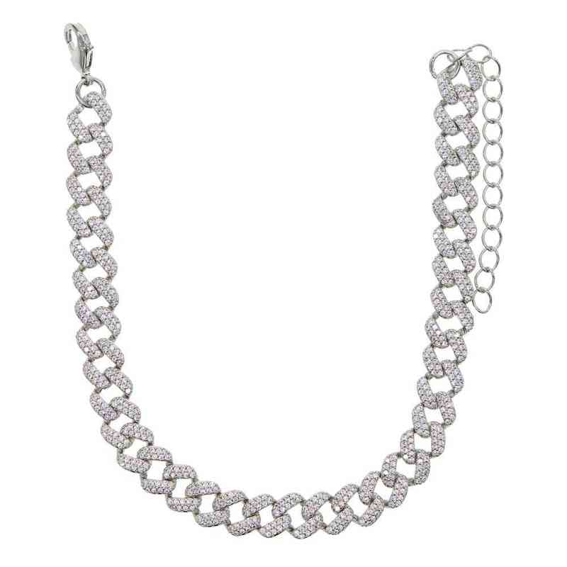 

Women Anklets 8MM Iced Out Bling Cz Miami Cuban Link Chain Rose Gold Pink Silver Color Hip Hop Fashion Jewelry 220704