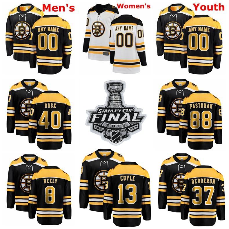 

Boston Bruins Jerseys David Pastrnak Jersey Brad Marchand Zdeno Chara Tuukka Rask Cam Neely Black White ice Hockey Jerseys Custom Stitched, Women's white away