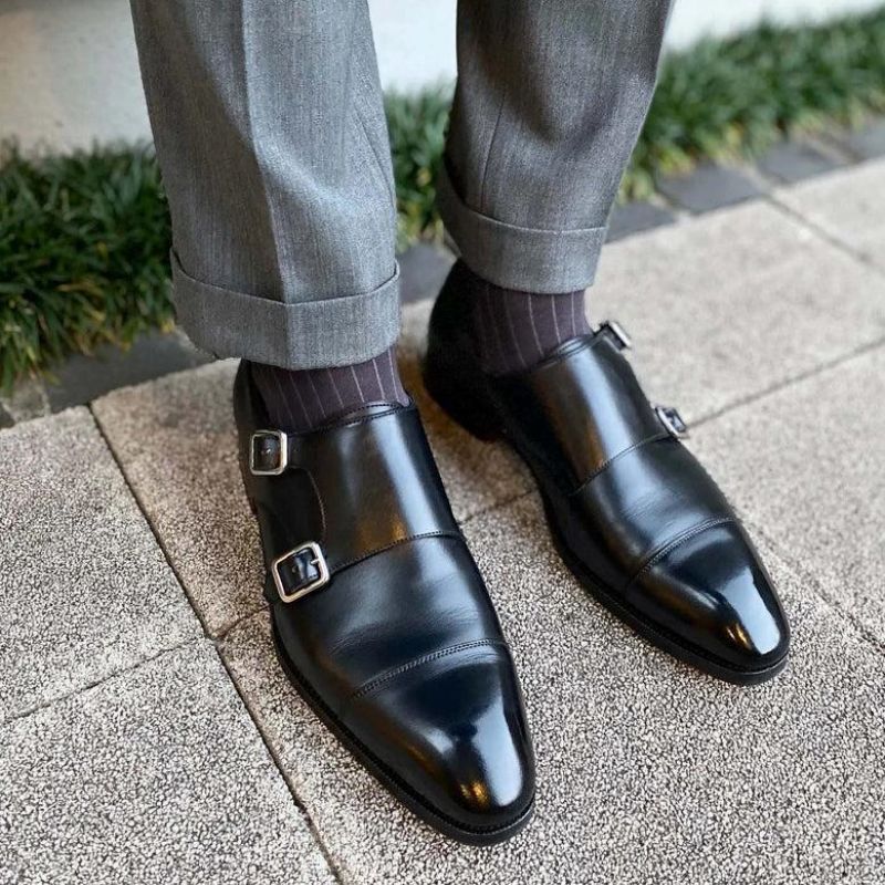 

Monk Shoes Men PU Leather Solid Color Round Toe Flat Heel Casual Fashion Wedding Banquet Double Buckle Decoration Simple Comfortable Gentleman Dress Shoes CP160, Clear