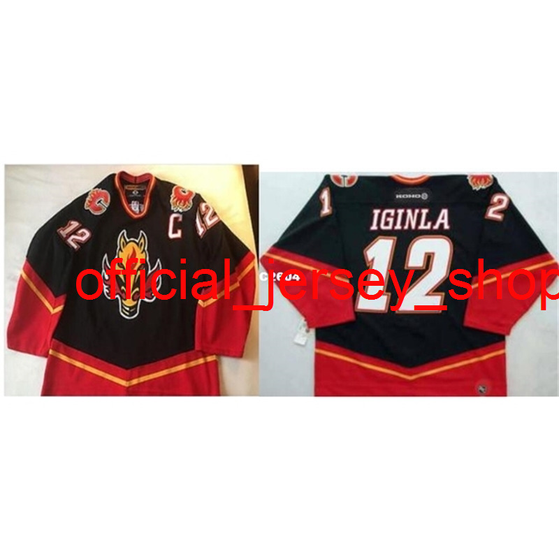 

Full embroidery Hockey #12 Jarome Iginla Vintage Hockey Jersey custom any name or number Jerseys, White