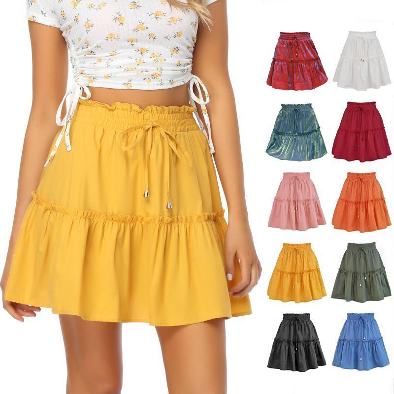 

Skirts Elastic Solid Color Y2k Skirt Laser 9 Colors 2022 Fashion Short High Waist Party Club Urban Casual Street Splicing Sweet, Pink