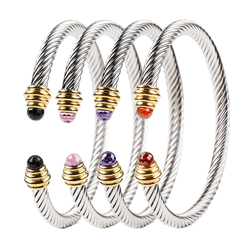 

Jewelry Female Cut Crystal Size Adjustment Cable Bracelet Steel Bracelet
