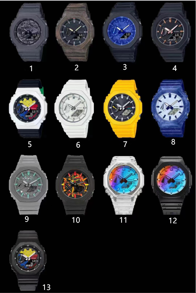 

Iced Out Watch Casual Men's Quartz Digital Watch Full Function LED Waterproof World Time Automatic Hand Raise Light Oak 2100 Series