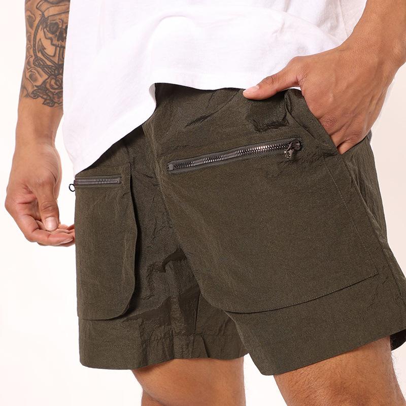 

Men' Shorts Summer Exercise Men' Fashion Solid Color Zipper Pocket Stitching Casual Loose Cargo Straight ShortsMen, Brown