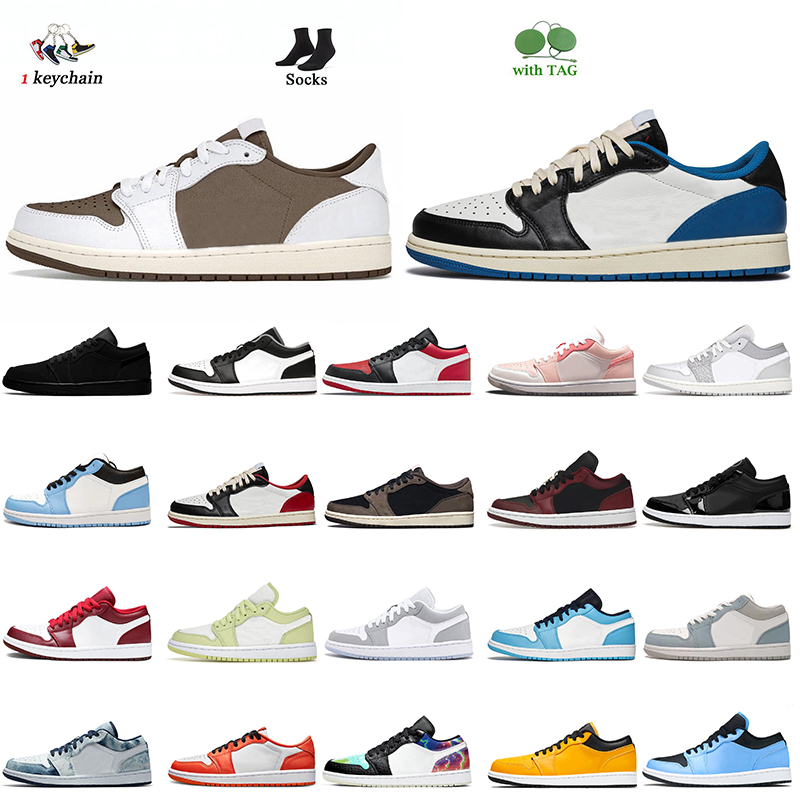 

1s OG Basketball Shoes Women Mens Jumpman 1 Low Fragment Cactus Jacks Mighty Pink Bred Toe Black White University Blue Hyper Royal SE Arctic Punch Trainers Sneakers, B46 low royal toe 36-46