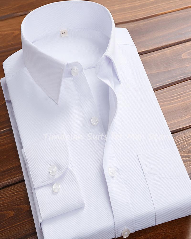 

Men's Casual Shirts Solid Color Black/Pink/Blue/White Professional Shirt Long Sleeve Wedding Groom Prom Workwear Business Twill Slim Fit, As pic