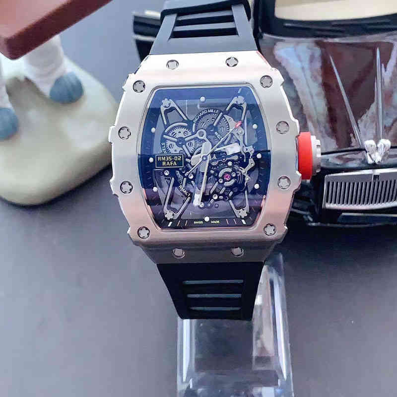 

Luxury mens Watch Richa millls Mechanics Wristwatch Wine Barrel Rm35-02 2824 Mechanical Case C12J, Black