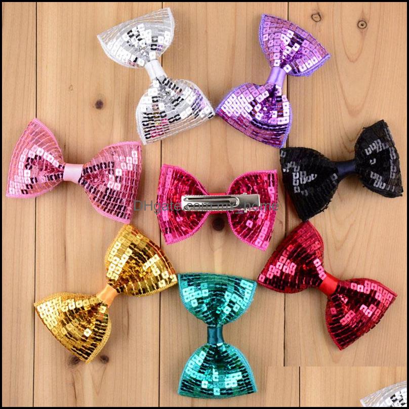 

New Xmas Sequin Bows With Clip Embroidery For Baby Girls Gifts Kids Hair Diy Accessories Drop Delivery 2021 Baby Maternity Fd1Ds, Remark color